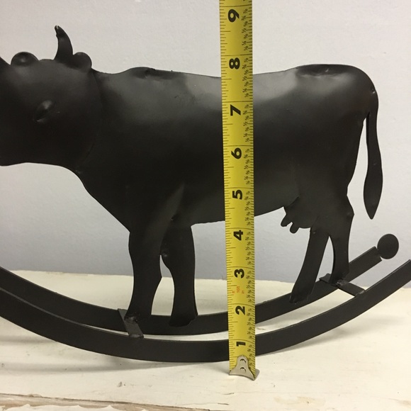 Metal Rocking Cow Figurine Decor Rustic Country - Picture 4 of 5